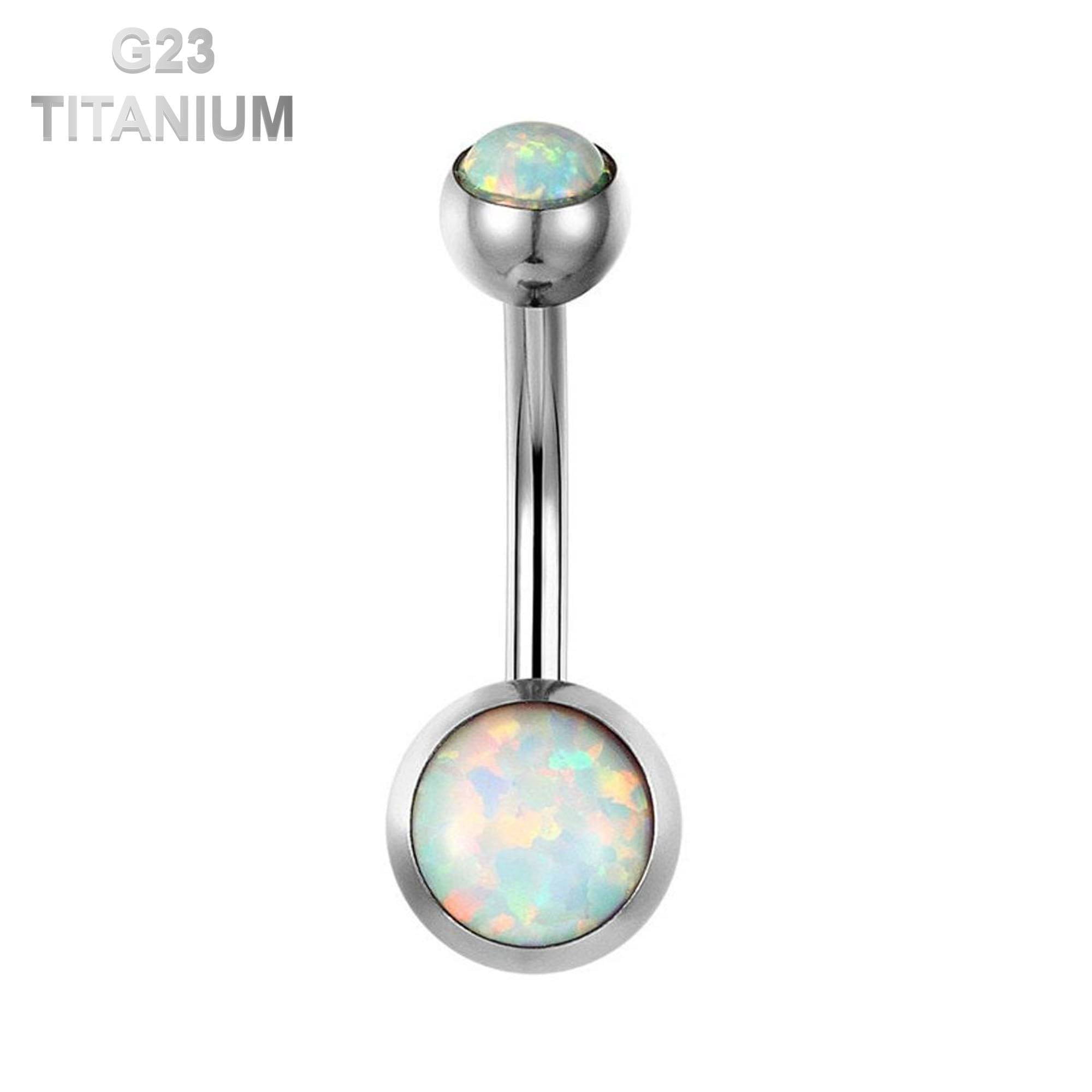 10pcs G23 Titanium Opal Stone Navel belly ring Button Barbell Body Piercing 14G 