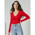 thumbnail image 5 of MOYIKO Deep V Neck Long Sleeve Shirts for Women Fitted Tops Tee,Size Small, 5 of 7
