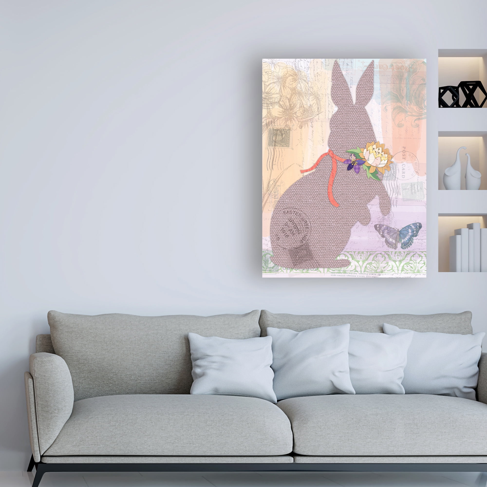 Trademark Fine Art 'Burlap Bunnies 1' Canvas Art by Holli Conger