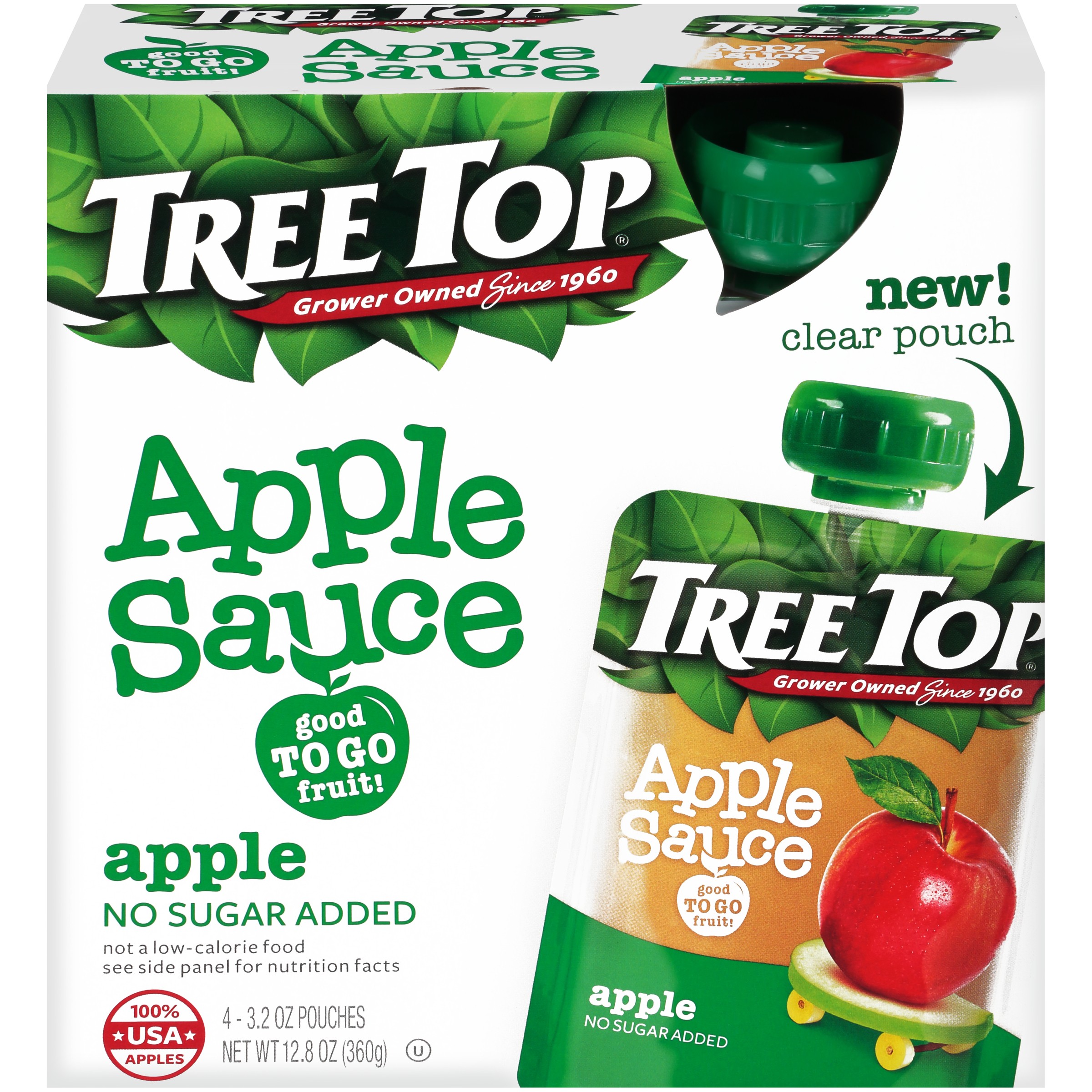 (4 Pack) Tree TopÃ Â® No Sugar Added Apple Sauce 43.2 oz. Pouches