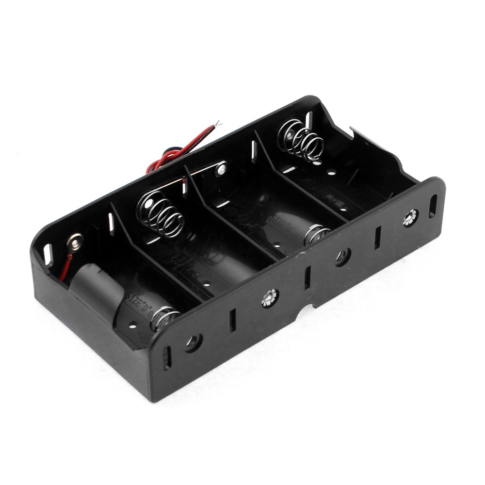 4Slot D Size Battery Spring Clip Holder Case Plastic Storage Flat