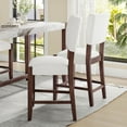 thumbnail image 2 of Wooden Dining Chairs, Mid Century Modern Bar Stools Set of 2, 40.4" Counter Stools with Back, Linen Upholstered Barstools with Solid Wood Legs Bar Chairs for Kitchen Island Dining Room, Beige, 2 of 19