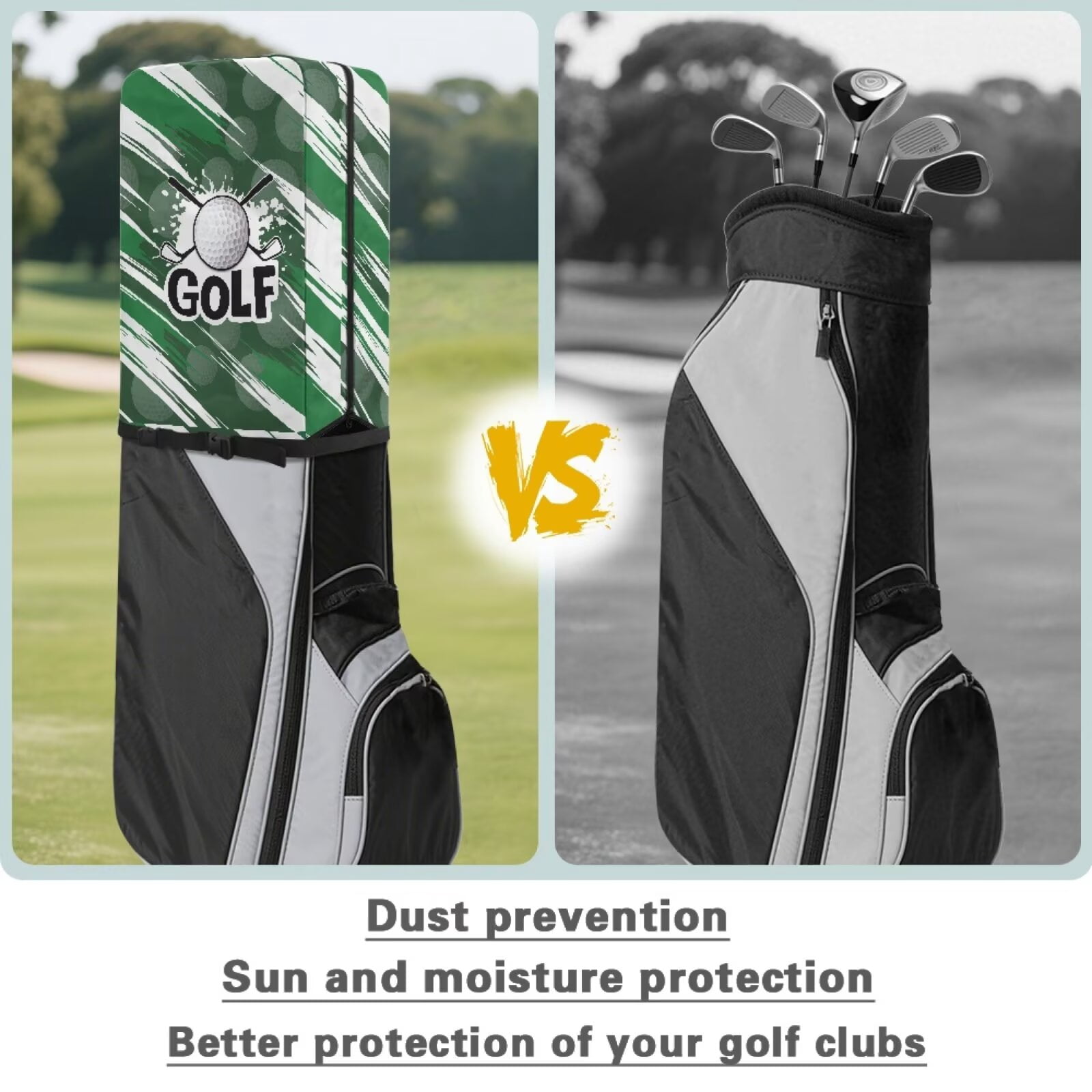 Chririnla Golf Bag Dust Cover for Stand Bags & Cart Bags Protect Your Clubs from Dust & Sun Universal Fit for Men Women Golfers - Art Golf Pattern