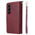 thumbnail image 6 of SaniMore for Samsung Galaxy S24 Plus Case, 3 in 1 Zipper Purse Cover + Card Slots +  Kickstand + Detachable Lanyard Comprehensive Protective Shockproof Anti-drop Shell For Galaxy S24 Plus, Winered, 6 of 13