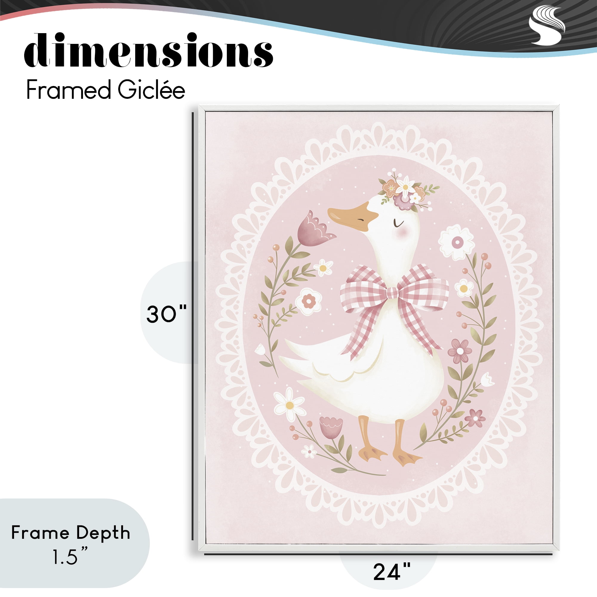 Stupell Industries Pink Floral Spring Goose White Framed Giclee Art, design by Penny Aguilera