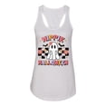 thumbnail image 2 of Wild Bobby Hippie Halloween Ghost Bats Stars Halloween Pink Orange Purple Halloween Halloween Women Racerback Tank Top, White, Small, 2 of 6