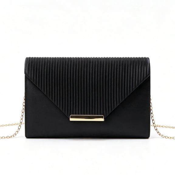 REMANLAN Women's Pleated Clutch Bag with Chain Strap Elegant Envelope Shoulder Purse for Evening Party Wedding