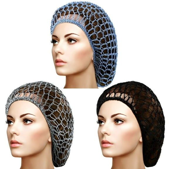 TELOLY 3 Pieces Mesh Hair Net Rayon Knit Snood Women Crocheted Sleep Cap
