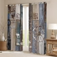 thumbnail image 2 of Erosebridal Rustic Windmill Curtains For Bedroom, Farmhouse Wheel Vintage Life Curtains & Drapes 42"Wx63"L Western Farm Barn Door Blackout Curtains Wooden Plank Cow Country Window Curtains, Brown, 2 of 5