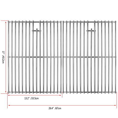 Uniflame Gas Grils Replacement 720-0783C Utheer Grill Parts Cooking Grates 17 Inch for Home Depot Nexgrill 720-0830H Kenmore Stainless Steel Cooking Grids 720-0830D 720-0783E 2 Pack