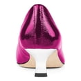 thumbnail image 4 of FSJ Women Graceful Two-Tone Kitten Low Heels Pumps Slip On Square Cap Closed Toe Casual Office Work Comfort Dress Shoes Size 5 Fuchsia, 4 of 4