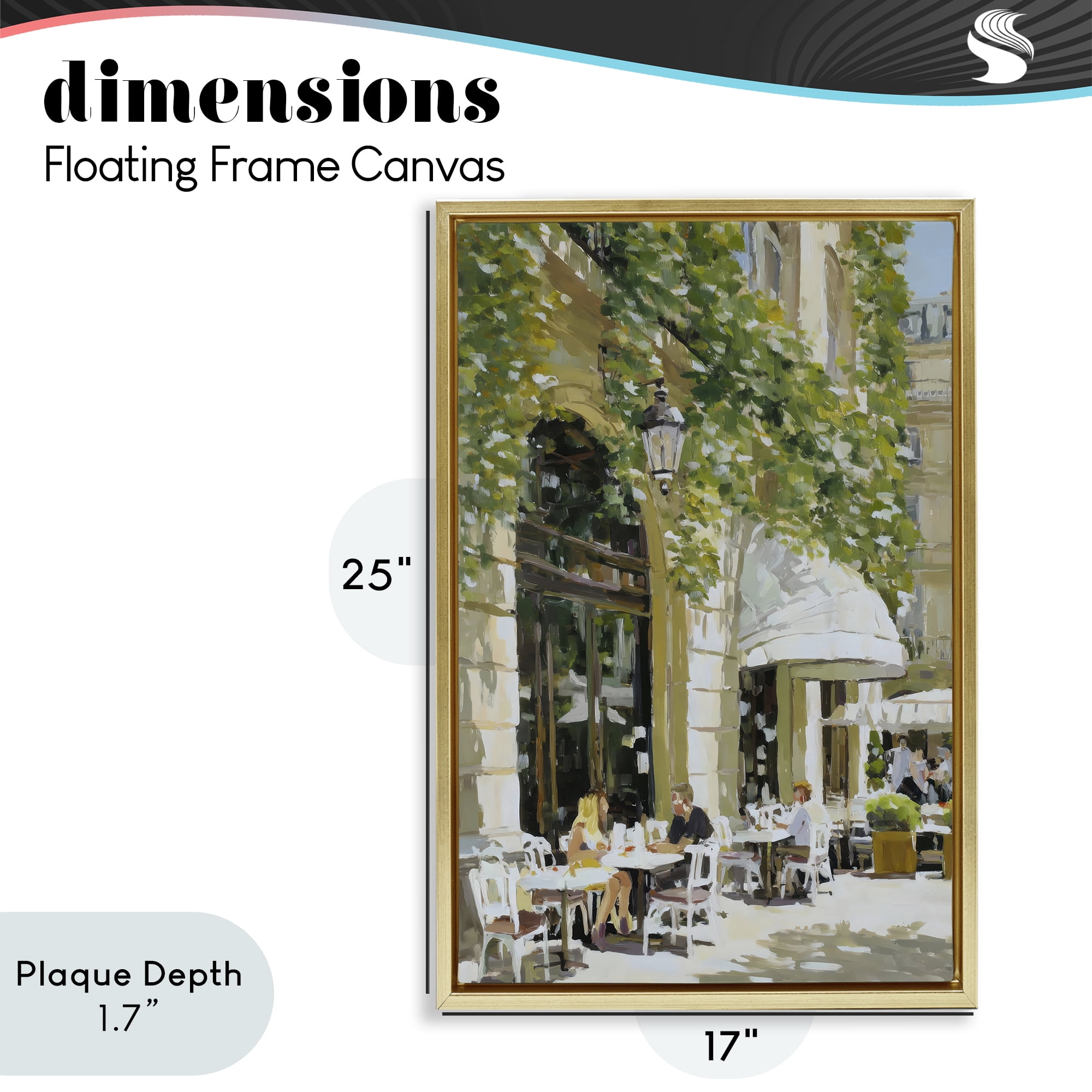 Stupell Industries Sunny Day Cafe Terrace Gold Framed Floater Canvas Wall Art, design by Petal Prints Design