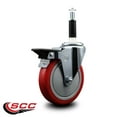 thumbnail image 2 of 5 Inch Red Poly Swivel 7/8 Inch Expanding Stem Caster with Brake SCC, 2 of 2