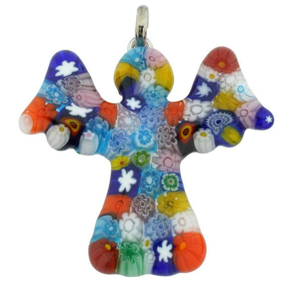GlassOfVenice Murano Glass Millefiori Angel Pendant - Multicolor