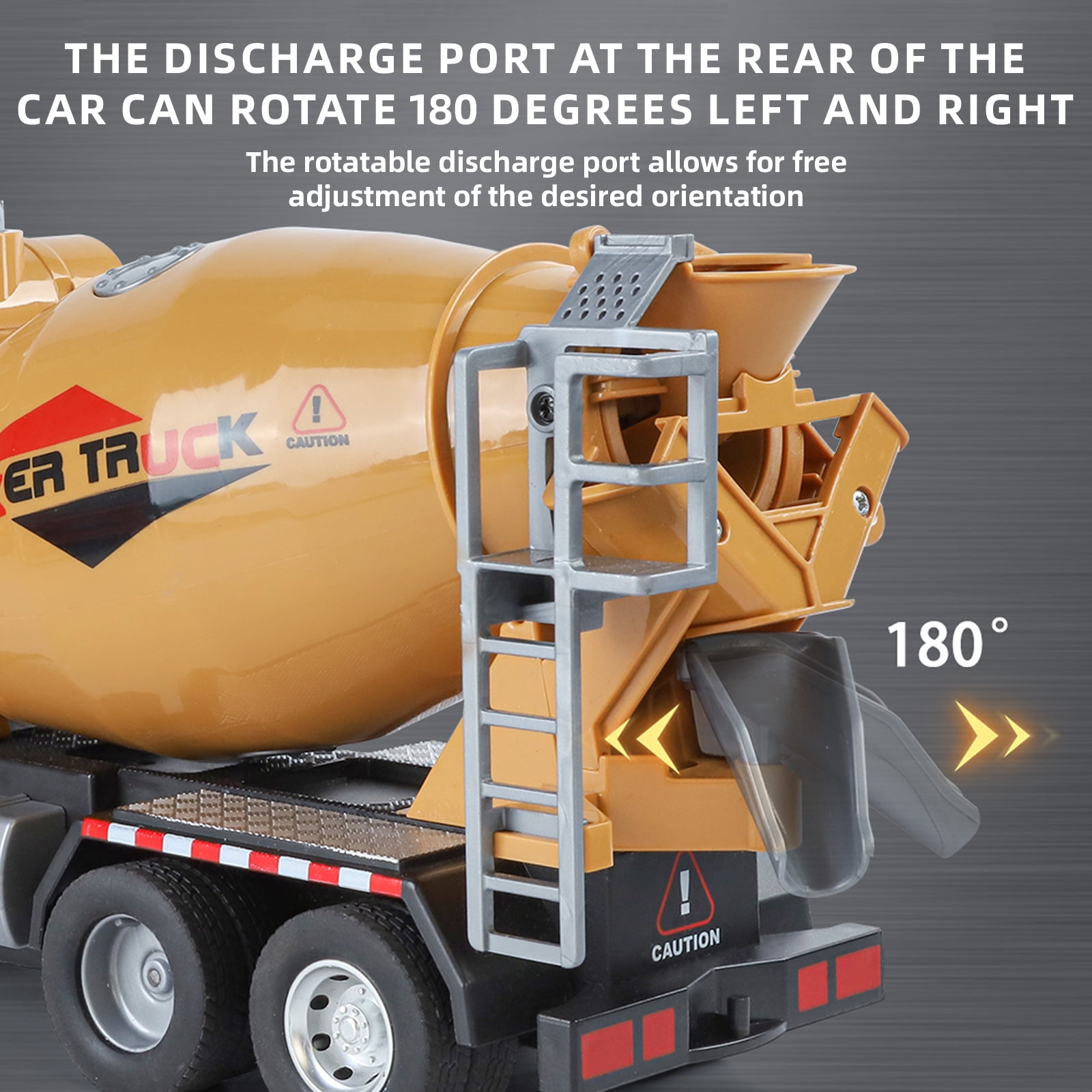 Anmyjuly Large Engineering mixer truck toy with Steering Wheels, Opening Doors, Shock Absorption Tires, and Sound Effects - cement mixer toy