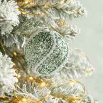 Flocked Green Foam Christmas Ball 8cm - Easy-Hang Hanging Ornament for Holiday & Party Decor (1Pc)