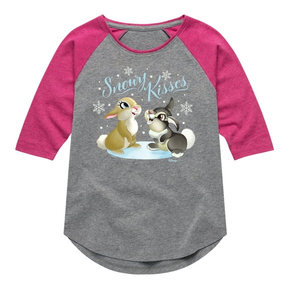 Disney Bambi - Christmas - Snowy Bunny Kisses - Toddler & Youth Girls Raglan Graphic T-Shirt