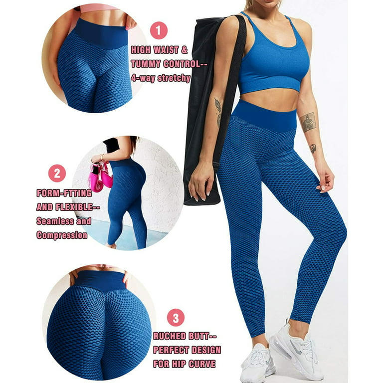ROMUCHE Women's Yoga Pants High Waist Tummy Control Leggings Anti-Cellulite  Workout Pants Ruched Butt Lift Textured Tummy Sports Trousers