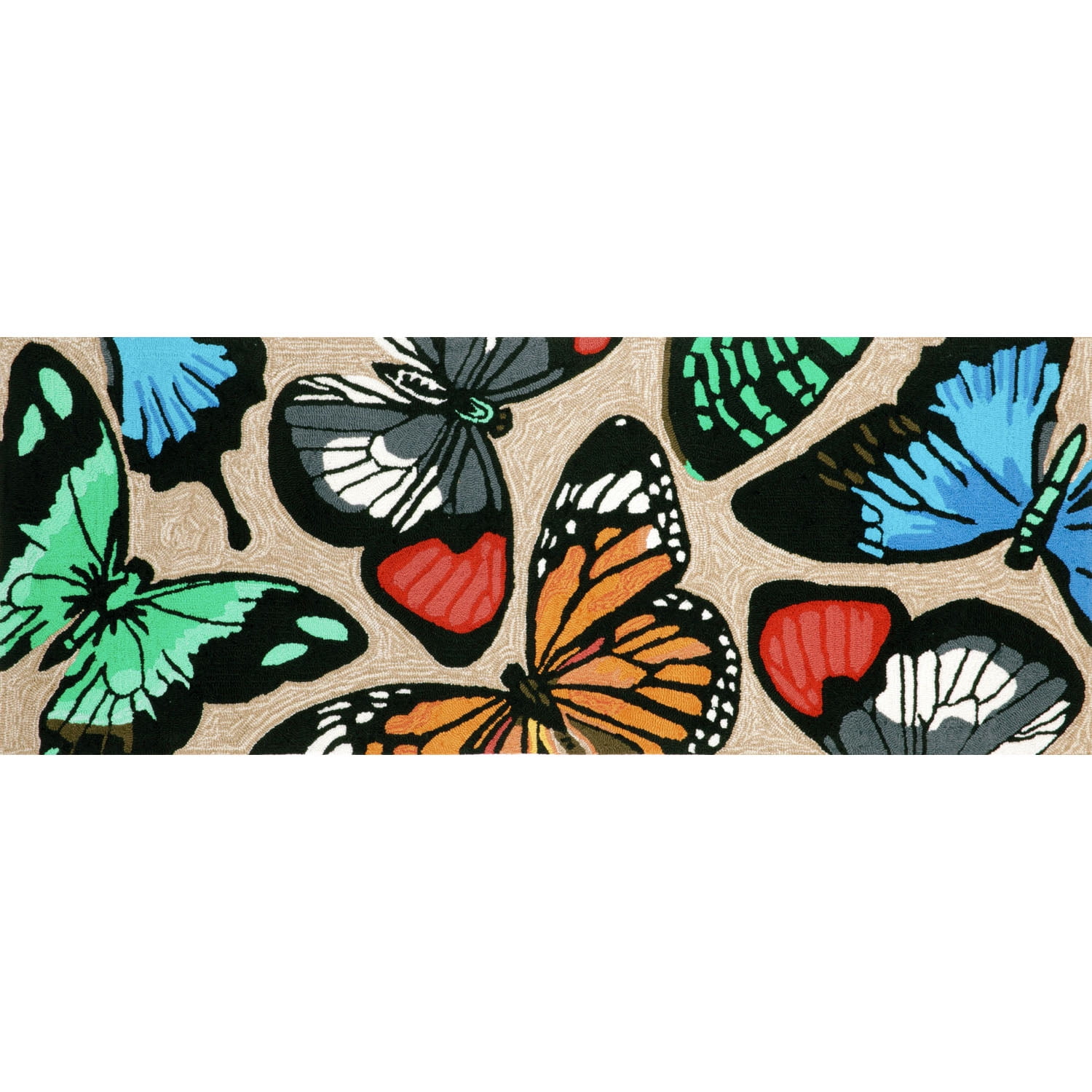 Themed Area Rug Neutral Colors Butterflies Butterfly 