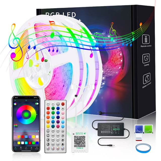 200in LED RGB Light Strip, Bluetooth & Infrared Control, Color Changing Mood Lighting for Indoor & Outdoor, Christmas, Wedding & Party Décor, Smart Remote Control LED Light