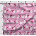 thumbnail image 2 of Soimoi Llama Alpaca Print,Cotton Cambric, Quilting Fabric Sold by The Yard 42 Inch Wide, Medium Weight Cotton Fabric, SewingSupplies,Pink & White, 2 of 5