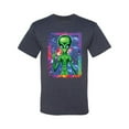 thumbnail image 2 of Wild Bobby, Trippy Alien in Space Peace Hand Pop Culture Men's Graphic T-Shirt, Vintage Heather Navy, 2XL, 2 of 3