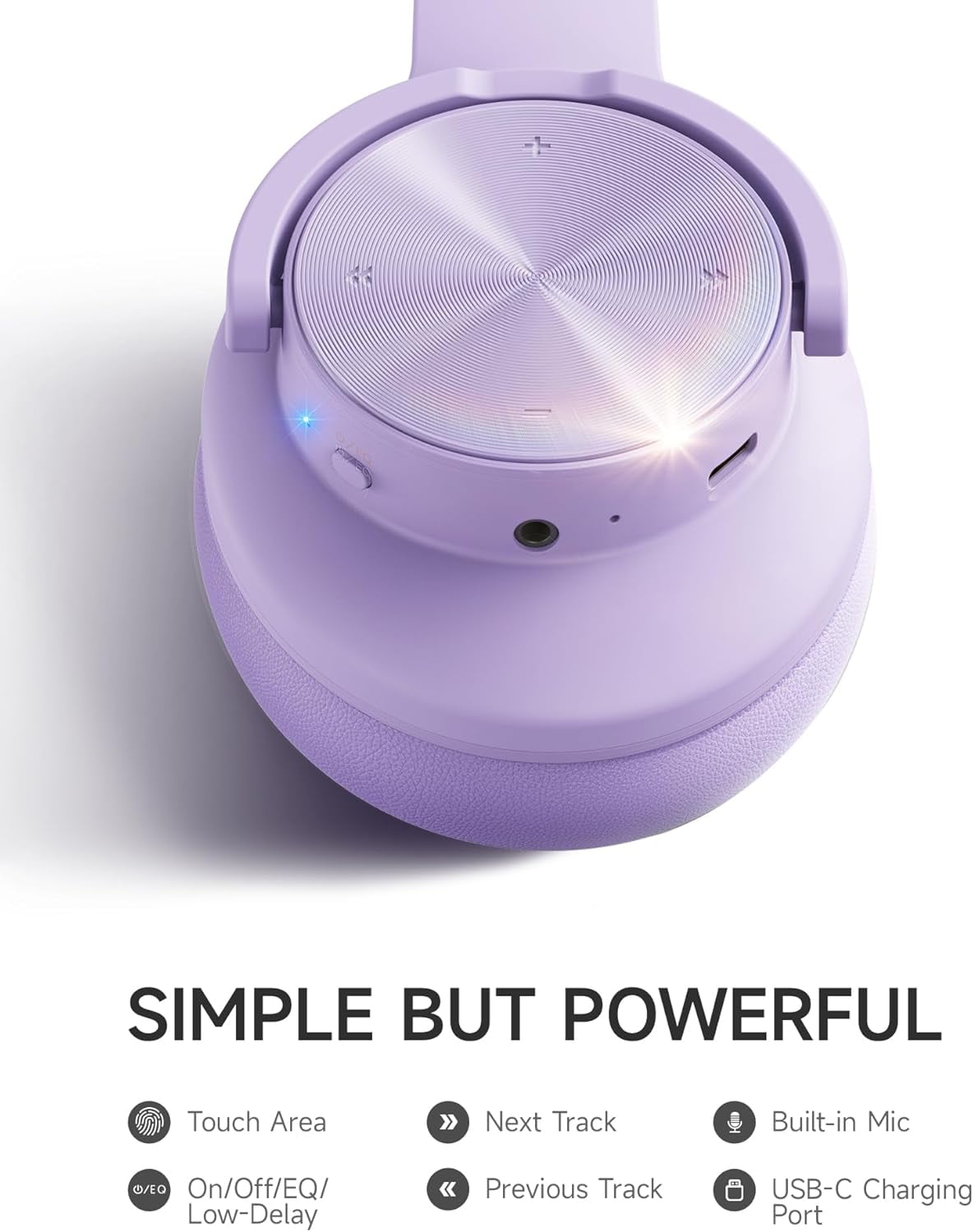 Picun B8 Bluetooth Headphones, 120 Hours Headphone Wireless Bluetooth, Hands-Free Calls, 3EQ & Game Mode, Foldable Headphones Over Ear for Travel Home Office Cellphone PC Purple
