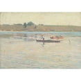 thumbnail image 2 of American School 18x14 Gold Ornate Wood Frame and Double Matted Museum Art Print Titled - Landscape with Fishermen (circa 1900-10), 2 of 4