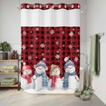 thumbnail image 6 of No Hook Shower Curtain with Built-in Rings - Snowman Friends Christmas Washable Waterproof Fabric Bathroom Curtains for Hotel,Rentals, 72 X 84 Inch Extra Long , Red Black Check Plaid Snowfalke, 6 of 9