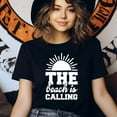 thumbnail image 3 of Hello Summer T-Shirt – Minimal Palm Tree and Ocean Wave Graphic Tee, Royal, Size XL, 3 of 6