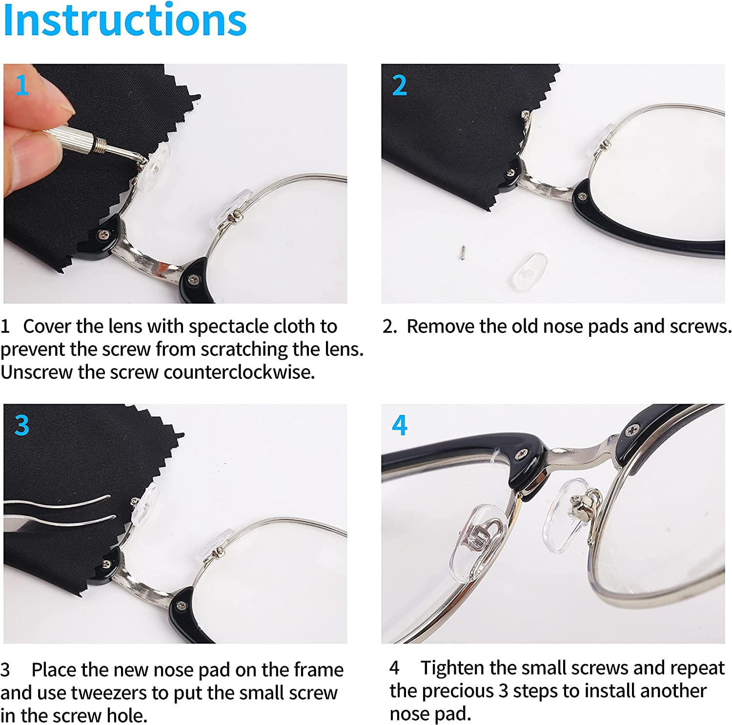 HQVOIC Upgraded Magnetic Eyeglass Repair Kit with Screw, Silicone Nose Pads, Screwdriver, Tweezer