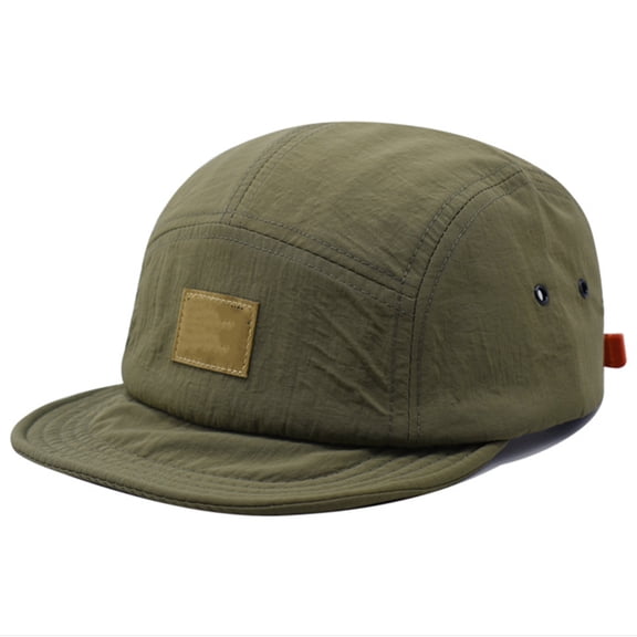 Quick-Dry 5-Panel Camp Cap for Women/Men, Lightweight Short Brim Hat with Soft Top - Retro Workwear Style Sun Visor for Hiking & Streetwear (1-Pack) Army Green One Size