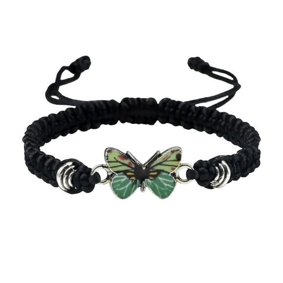 Dvkptbk Handmade Braided Butterfly Bracelets Adjustable Friend Beaded String Strand Bracelets Birthday Party Friendship Jewelry Gift for Women Girls, Green on Clearance
