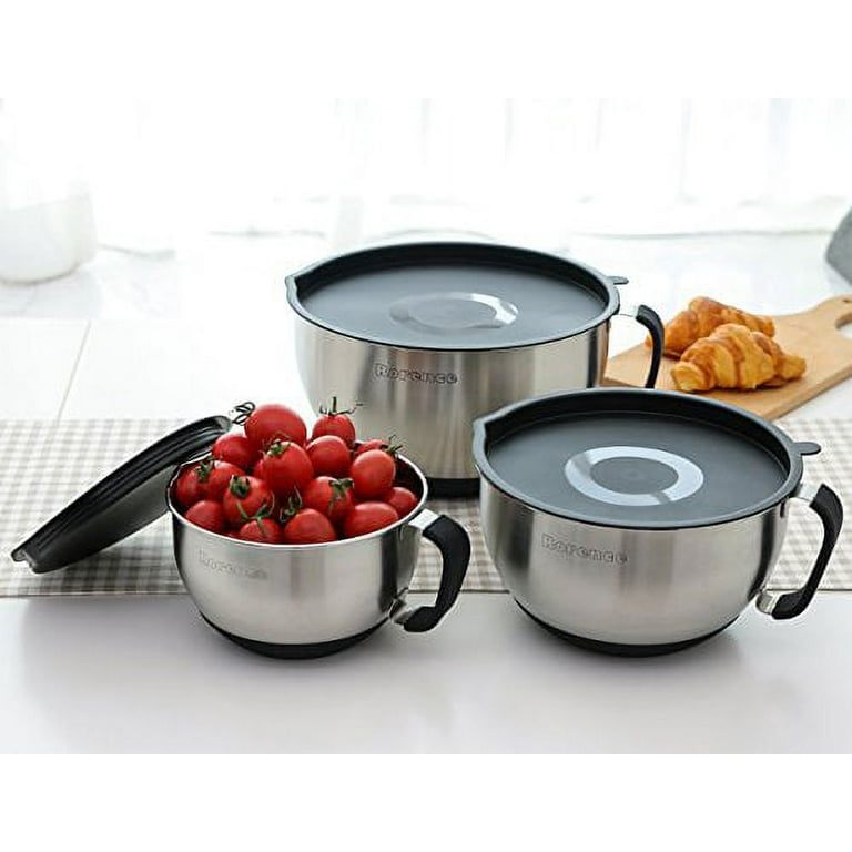 Rorence Stainless Steel Stock Pot with Pour Spout & Silicone Handles &  Glass Lid with Strainer - 3.7 Quart