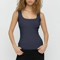 thumbnail image 4 of Women'S Tops, Built In Bra Casual Square Neck Sleeveless Workout Athletic Crop Elastic Tank Tops Y2K Boho For Women Hippie Black Tops Work Out Gym Camisole Tank Tops Bra (4XL, Navy) ZMTing, 4 of 4