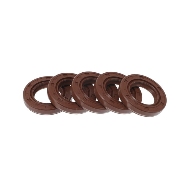 Sello de aceite universal Unique Bargains TC de doble labio con resorte de acero, sello de eje rotativo 17x28x5mm, caucho FKM de alta presión, marrón, 5 piezas