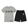 thumbnail image 4 of XDZJLR Tenues pour Filles Ensemble T-Shirt Imprimé Col Rond Manches Courtes Gris 6-7 Ans, 4 of 4