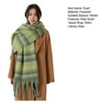 thumbnail image 7 of NUZYZ Women Plaid Scarf Chunky Oversized Winter Shawl Tassel Wrap Retro Literary Style Warm Wide Scarf for Ladies Gifts,Blue, 7 of 7