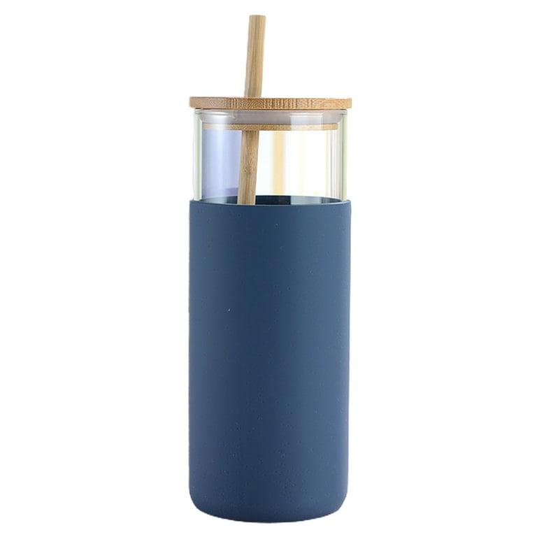 20oz Glass Tumbler Straw Silicone Protective Sleeve Bamboo Single