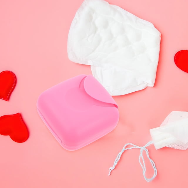 unbranded Organizador Portátil De Plástico Rosa Para Menstrual Con Caja Y Almacenamiento Práctico