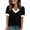 Black Shirts for Women, variant on Pxxlle Casual T Shirts for Women Fashion Color Block Short Sleeve Tees Loose Fitted V Neck Tshirt Summer Beach Vacation Clothes Black M