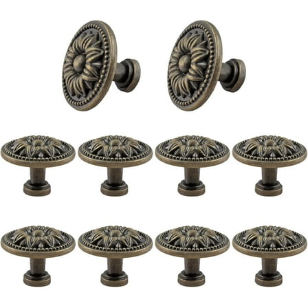 12 Pack Vintage Dresser Knobs - Bronze, Small Drawer Knobs, Antique Cabinet Pulls
