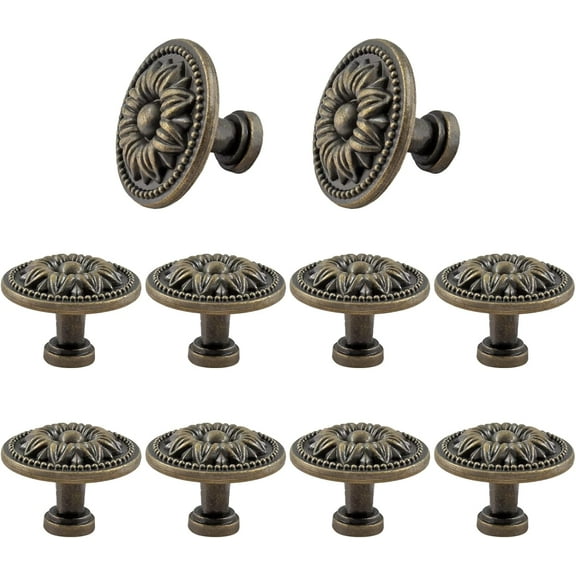 12 Pack Vintage Dresser Knobs - Bronze, Small Drawer Knobs, Antique Cabinet Pulls