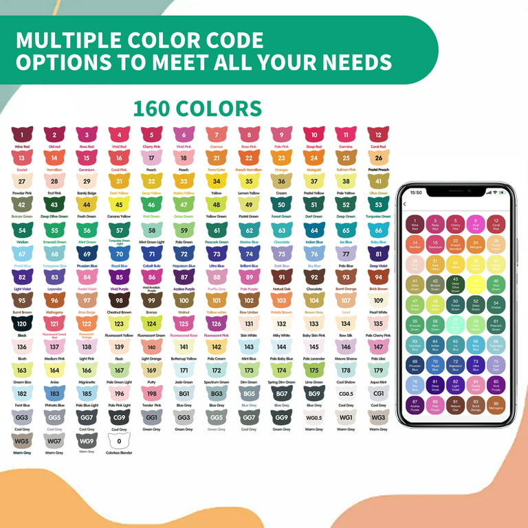 Brled 120 Colors Alcohol Markers with Free App, Alcohol-Based
