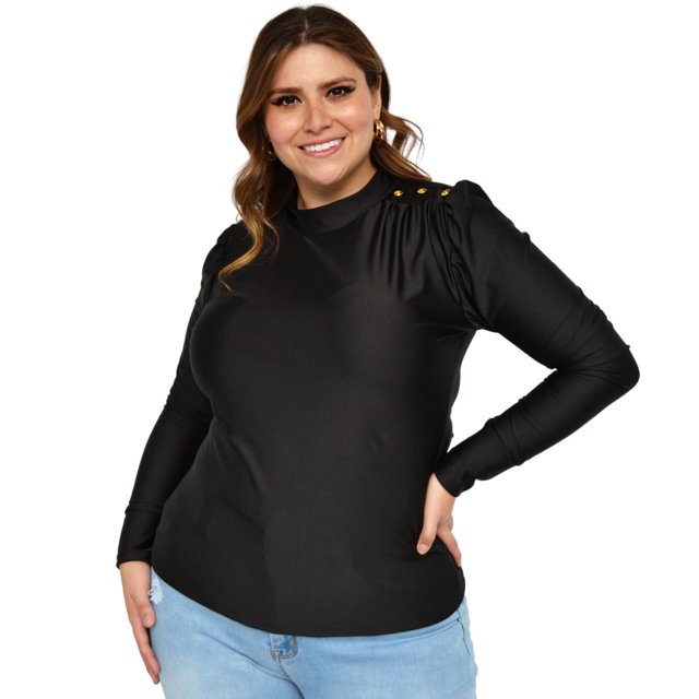 Blusa de satín Roman Fashion/Tallas Extras, 1802 (Negro) negro 42 Roman Fashion BL-GR-1802-NEGRO-ALL