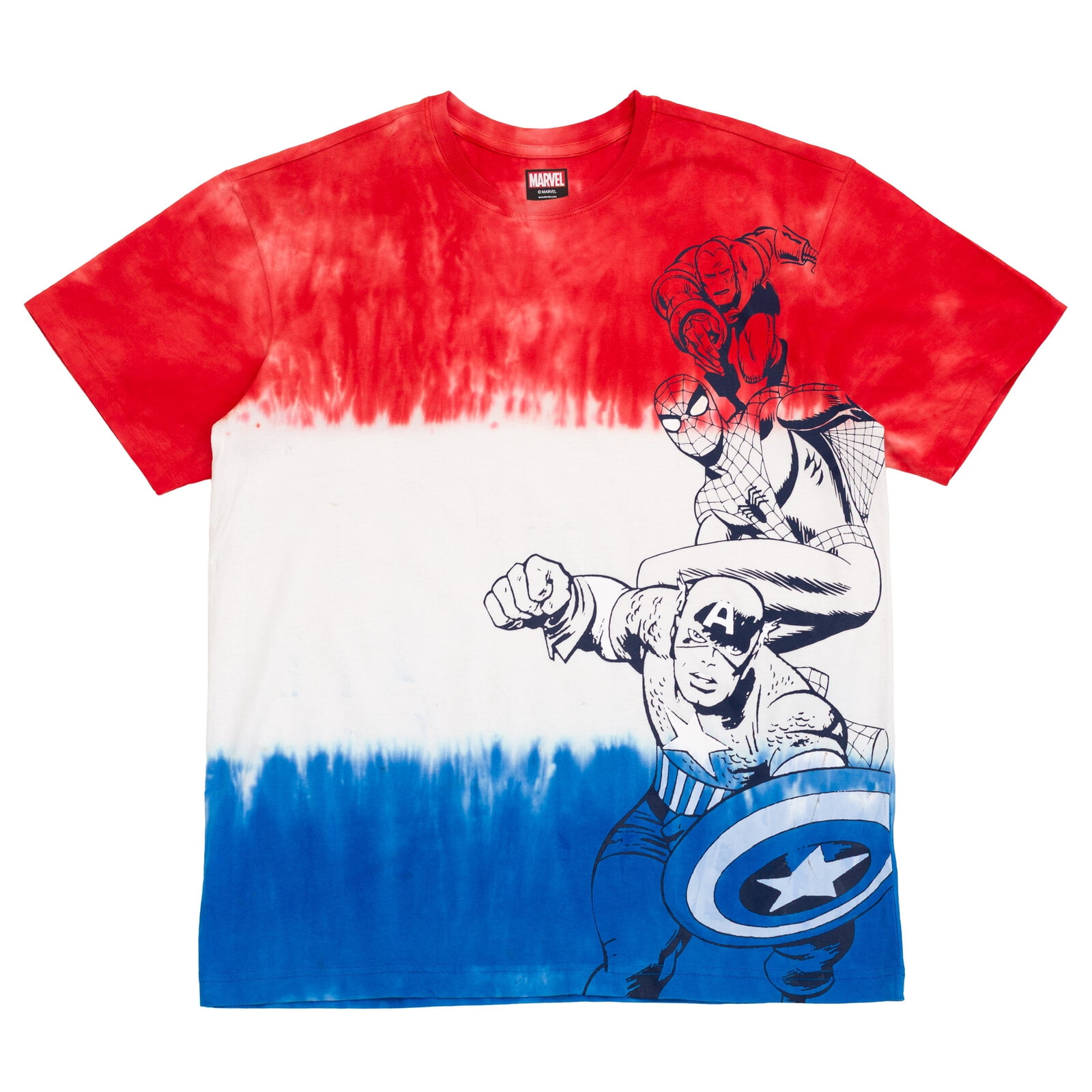 Marvel Avengers Spider-Man Iron Man Captain America July 4th Matching Family T-Shirt Tie Dye Adult
