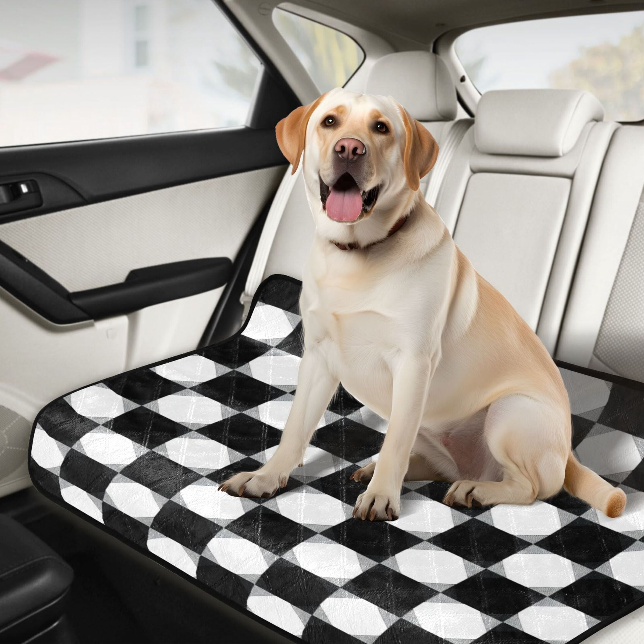 Washable Pet Pee Pads with Super Absorbent Reusable Training Pads for Dogs & Cats Black and White Gingham Pattern