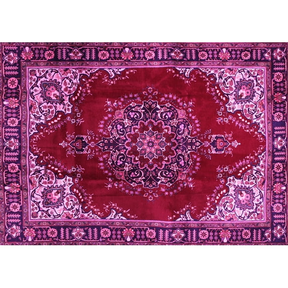 Ahgly Company Indoor Rectangle Medallion Pink Traditional Area Rugs, 6' x 9'