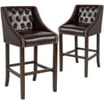 thumbnail image 3 of BizChair 2 Pk. 30" High Transitional Tufted Walnut Barstool with Accent Nail Trim in Brown LeatherSoft, 3 of 15