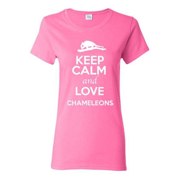 Ladies Keep Calm And Love Chameleons Lizard Animal Lover T-Shirt Tee